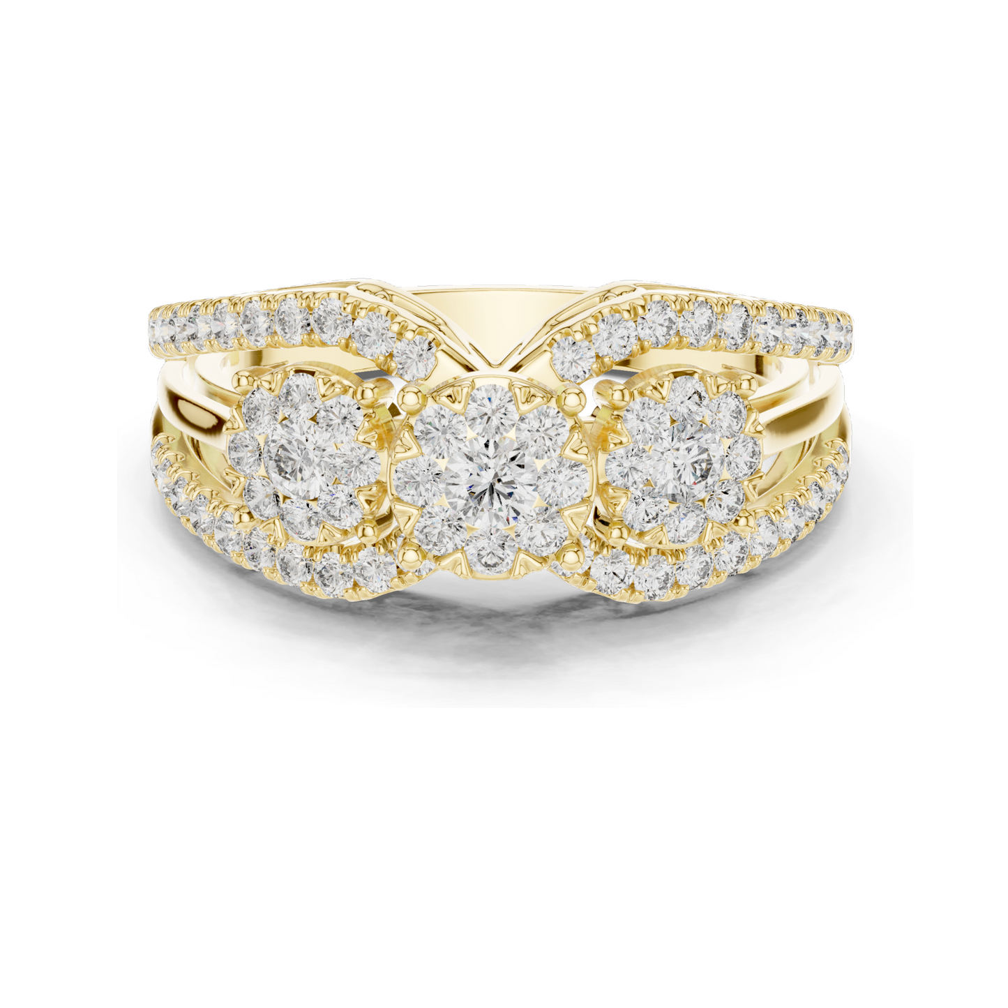 0.746 CT Lab-Grown Diamond Floral Ring for Women | VVS-VS EF Clarity | 18KT, 14KT, 10KT Gold & 925 Silver | Rose, Yellow, White Gold & Moissanite Options