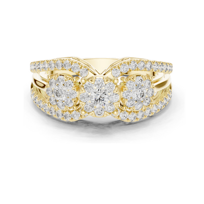 0.746 CT Lab-Grown Diamond Floral Ring for Women | VVS-VS EF Clarity | 18KT, 14KT, 10KT Gold & 925 Silver | Rose, Yellow, White Gold & Moissanite Options