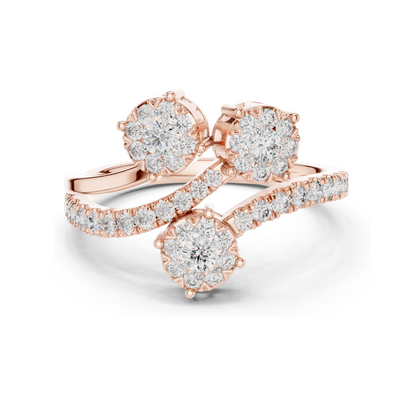 0.728 CT Lab-Grown Diamond Three-Stone Ring for Women | VVS-VS EF Clarity | 18KT, 14KT, 10KT Gold & 925 Silver | Rose, Yellow, White Gold & Moissanite Options