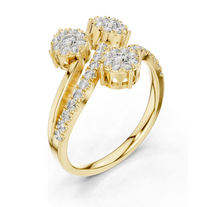 0.728 CT Lab-Grown Diamond Three-Stone Ring for Women | VVS-VS EF Clarity | 18KT, 14KT, 10KT Gold & 925 Silver | Rose, Yellow, White Gold & Moissanite Options