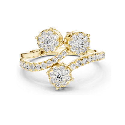 0.728 CT Lab-Grown Diamond Three-Stone Ring for Women | VVS-VS EF Clarity | 18KT, 14KT, 10KT Gold & 925 Silver | Rose, Yellow, White Gold & Moissanite Options