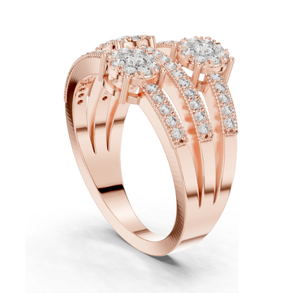 Lab Diamond Triple-Stone Ring for Women | 0.63 CT Total Weight | VVS-VS EF Clarity | 18KT, 14KT, 10KT Gold & 925 Silver | Rose, Yellow, White Gold & Moissanite Options