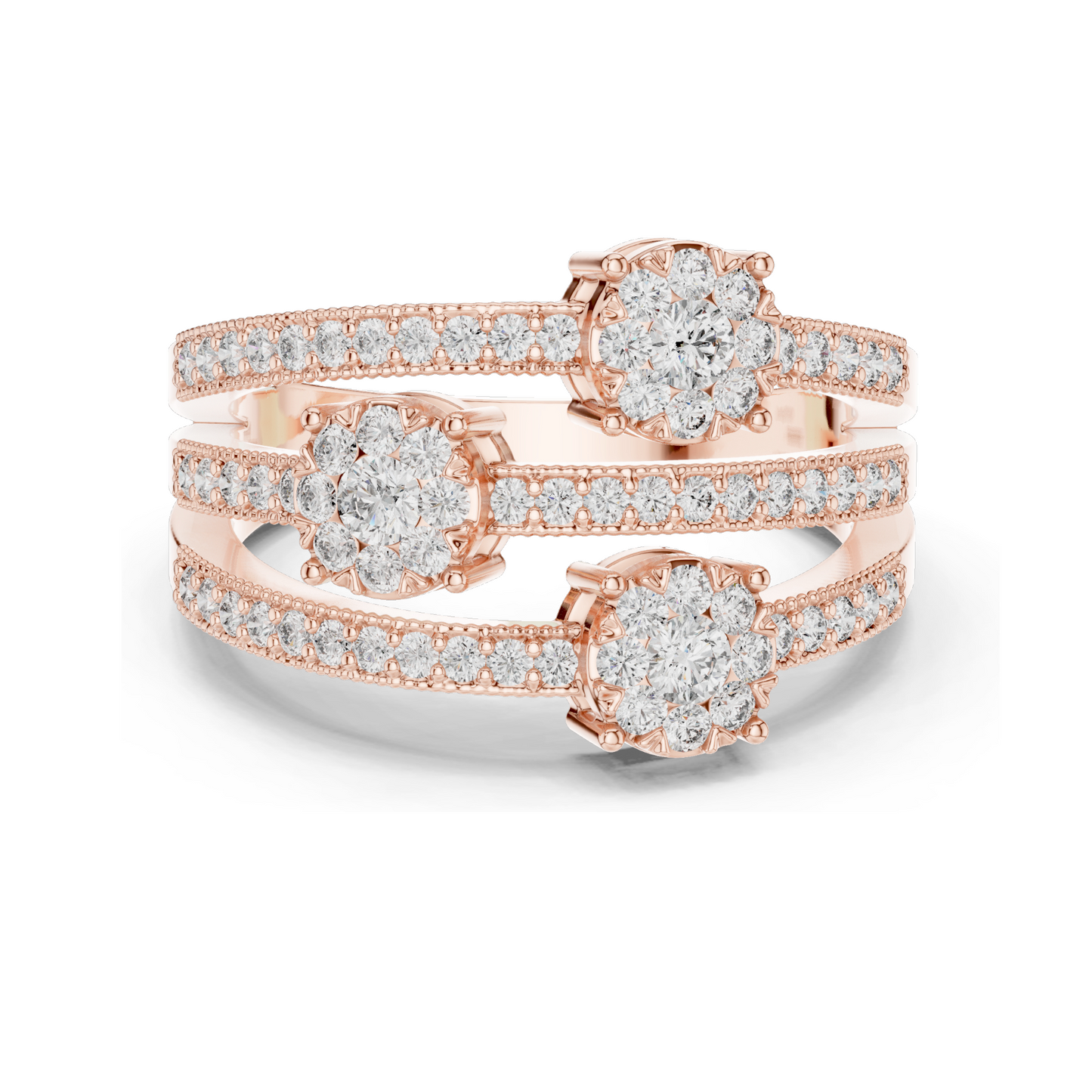 Lab Diamond Triple-Stone Ring for Women | 0.63 CT Total Weight | VVS-VS EF Clarity | 18KT, 14KT, 10KT Gold & 925 Silver | Rose, Yellow, White Gold & Moissanite Options
