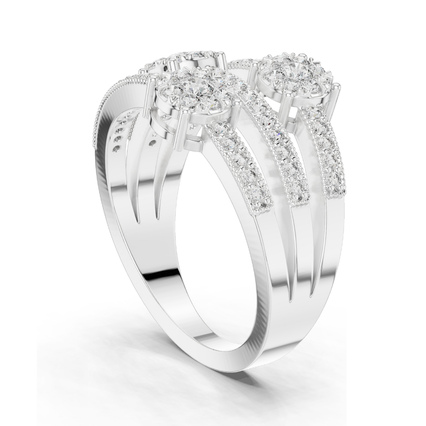 Lab Diamond Triple-Stone Ring for Women | 0.63 CT Total Weight | VVS-VS EF Clarity | 18KT, 14KT, 10KT Gold & 925 Silver | Rose, Yellow, White Gold & Moissanite Options