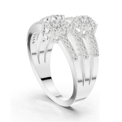 Lab Diamond Triple-Stone Ring for Women | 0.63 CT Total Weight | VVS-VS EF Clarity | 18KT, 14KT, 10KT Gold & 925 Silver | Rose, Yellow, White Gold & Moissanite Options