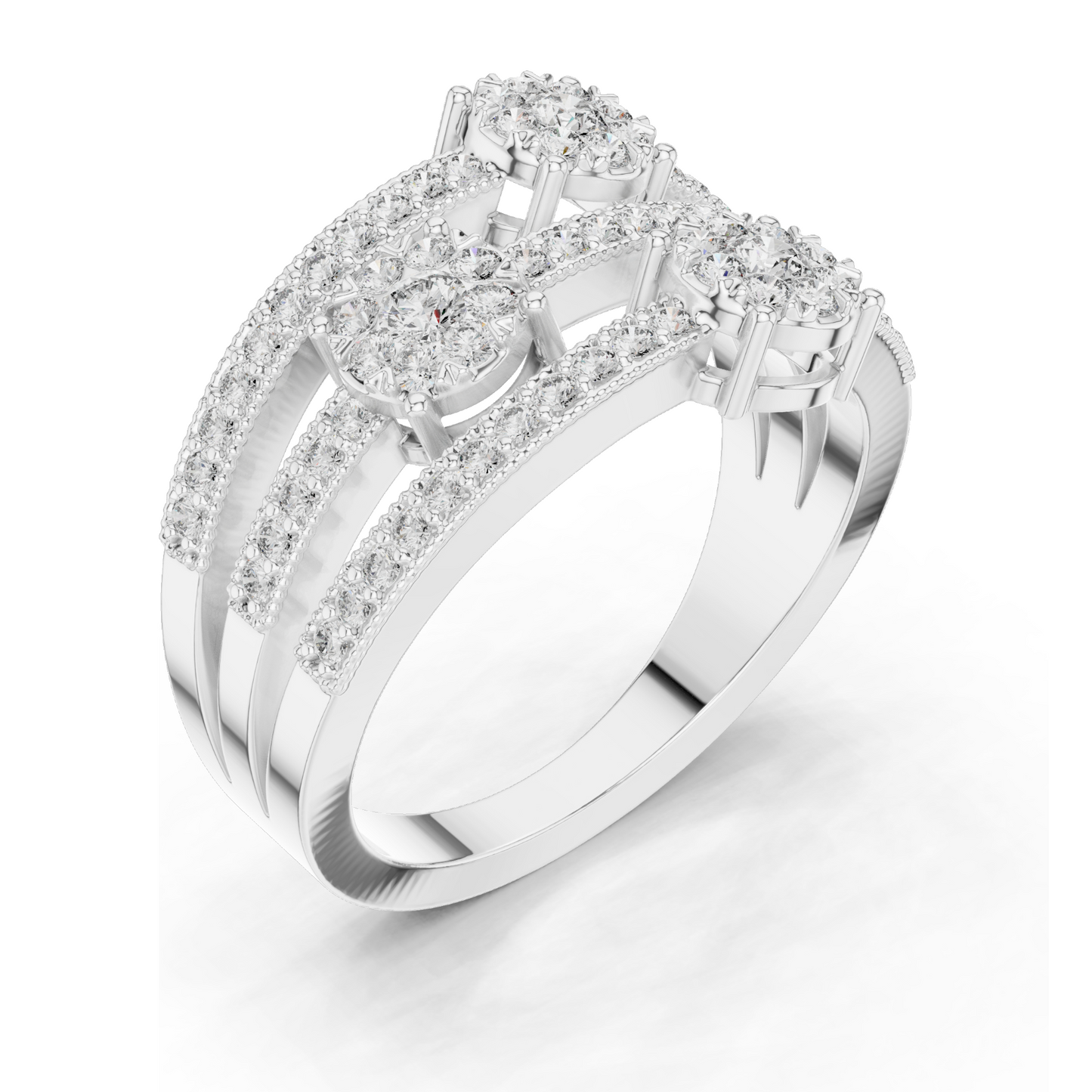 Lab Diamond Triple-Stone Ring for Women | 0.63 CT Total Weight | VVS-VS EF Clarity | 18KT, 14KT, 10KT Gold & 925 Silver | Rose, Yellow, White Gold & Moissanite Options
