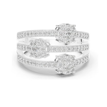 Lab Diamond Triple-Stone Ring for Women | 0.63 CT Total Weight | VVS-VS EF Clarity | 18KT, 14KT, 10KT Gold & 925 Silver | Rose, Yellow, White Gold & Moissanite Options