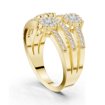 Lab Diamond Triple-Stone Ring for Women | 0.63 CT Total Weight | VVS-VS EF Clarity | 18KT, 14KT, 10KT Gold & 925 Silver | Rose, Yellow, White Gold & Moissanite Options