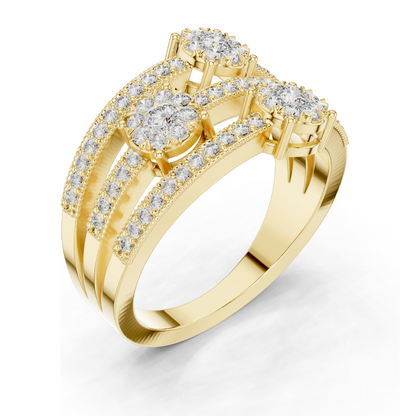 Lab Diamond Triple-Stone Ring for Women | 0.63 CT Total Weight | VVS-VS EF Clarity | 18KT, 14KT, 10KT Gold & 925 Silver | Rose, Yellow, White Gold & Moissanite Options