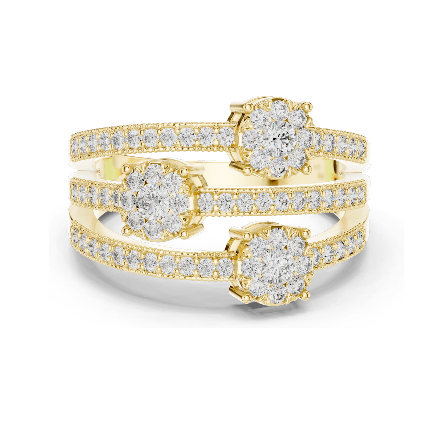 Lab Diamond Triple-Stone Ring for Women | 0.63 CT Total Weight | VVS-VS EF Clarity | 18KT, 14KT, 10KT Gold & 925 Silver | Rose, Yellow, White Gold & Moissanite Options
