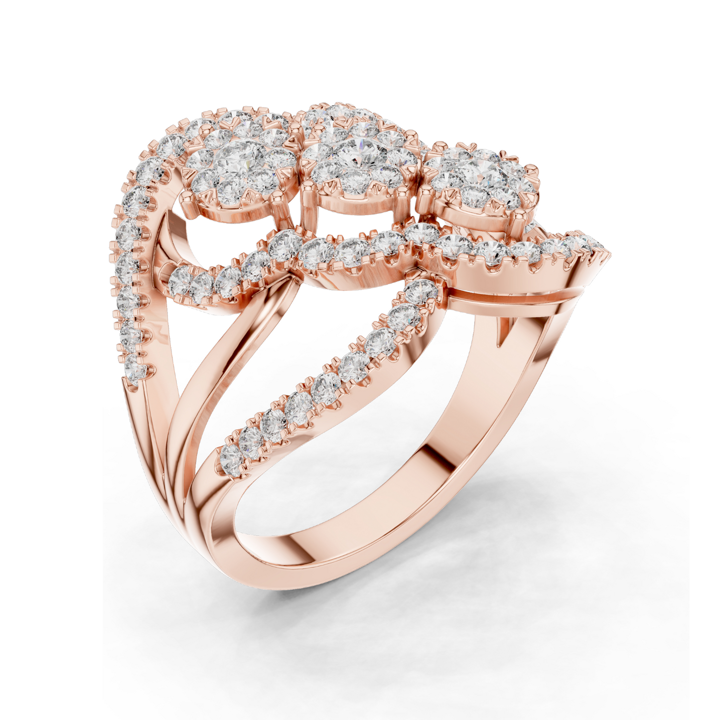 0.99 CT Lab Diamond 3-Stone Ring for Women | VVS-VS EF Clarity | 18KT, 14KT, 10KT Gold & 925 Silver | Rose, Yellow, White Gold & Moissanite Options