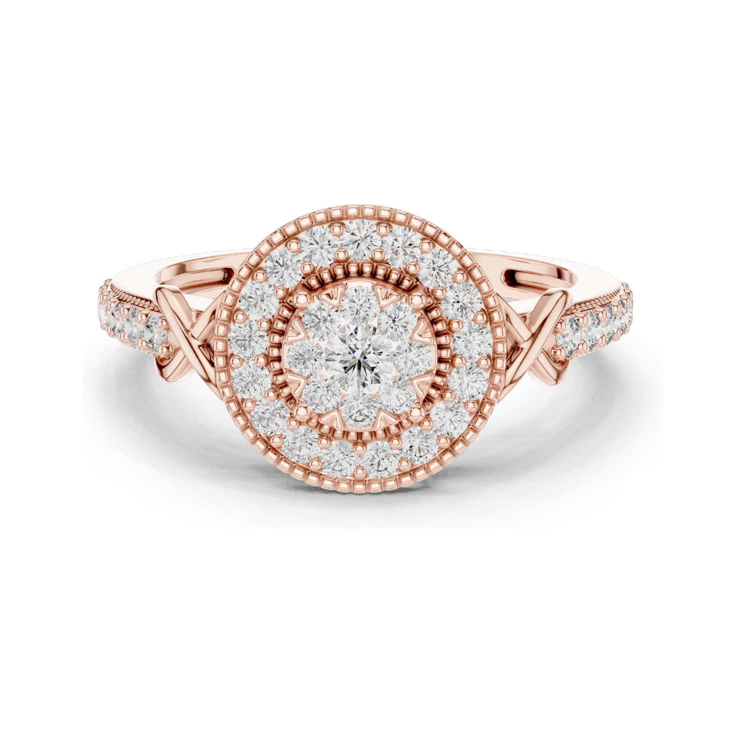0.514 CT Lab-Grown Diamond Halo Ring for Women | VVS-VS EF Clarity | 18KT, 14KT, 10KT Gold & 925 Silver | Rose, Yellow, White Gold & Moissanite Options