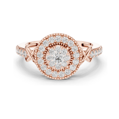 0.514 CT Lab-Grown Diamond Halo Ring for Women | VVS-VS EF Clarity | 18KT, 14KT, 10KT Gold & 925 Silver | Rose, Yellow, White Gold & Moissanite Options