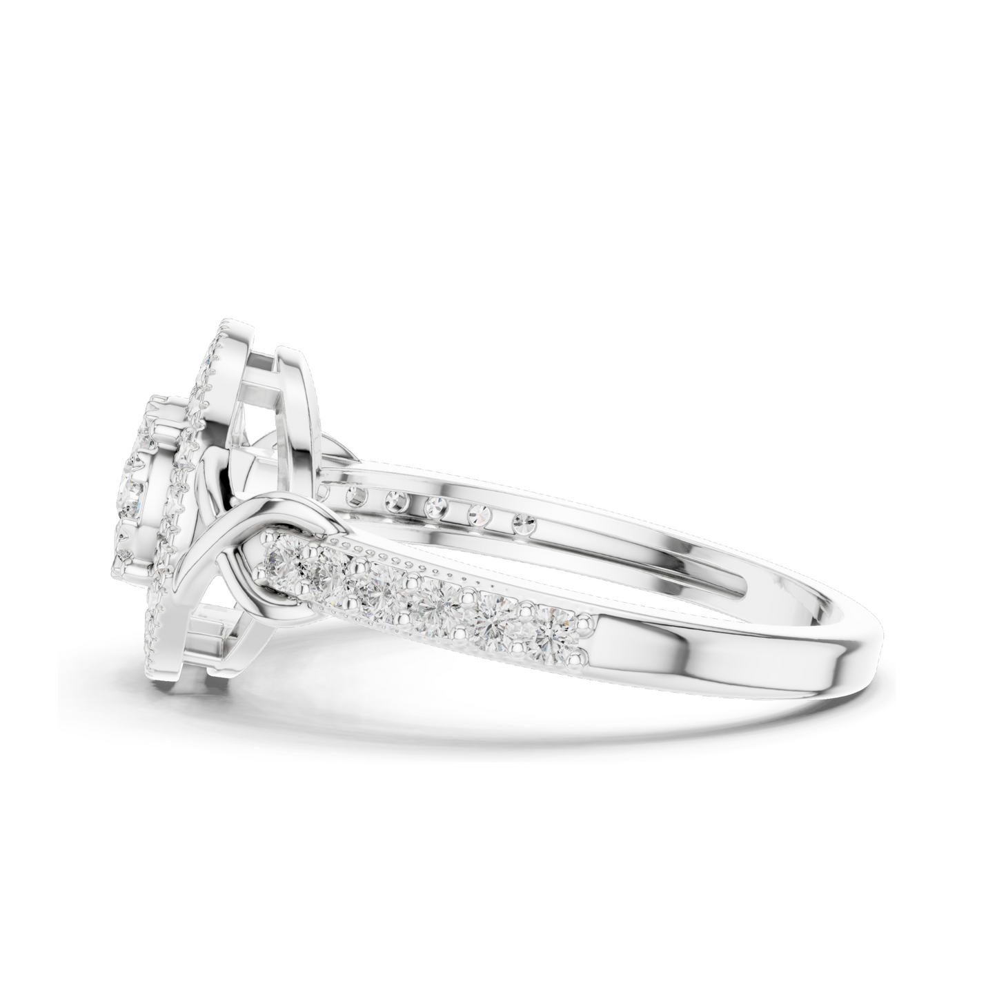 0.514 CT Lab-Grown Diamond Halo Ring for Women | VVS-VS EF Clarity | 18KT, 14KT, 10KT Gold & 925 Silver | Rose, Yellow, White Gold & Moissanite Options