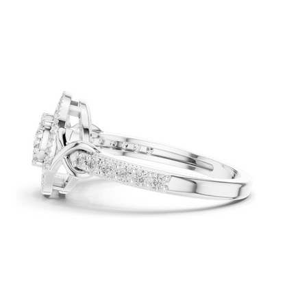 0.514 CT Lab-Grown Diamond Halo Ring for Women | VVS-VS EF Clarity | 18KT, 14KT, 10KT Gold & 925 Silver | Rose, Yellow, White Gold & Moissanite Options