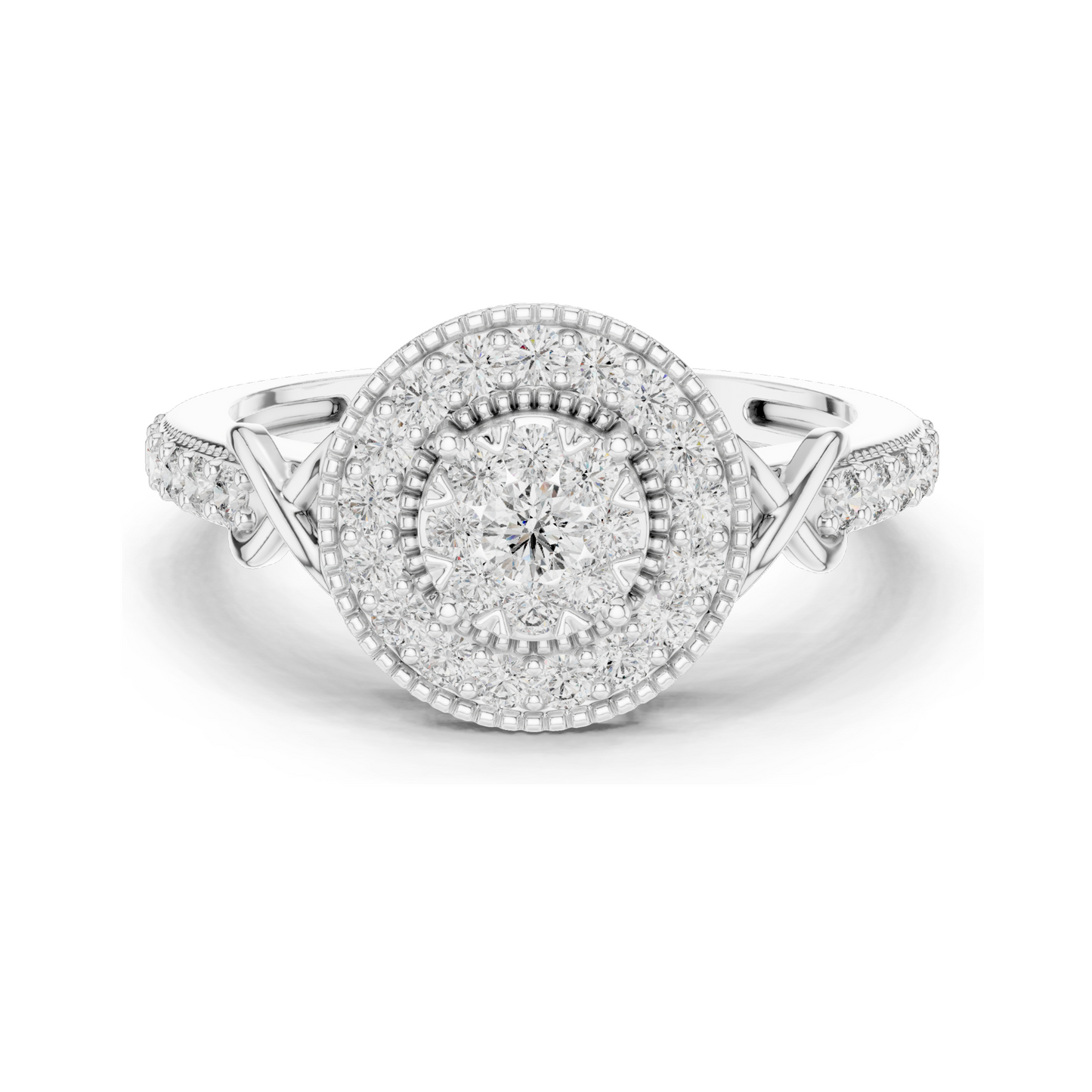 0.514 CT Lab-Grown Diamond Halo Ring for Women | VVS-VS EF Clarity | 18KT, 14KT, 10KT Gold & 925 Silver | Rose, Yellow, White Gold & Moissanite Options