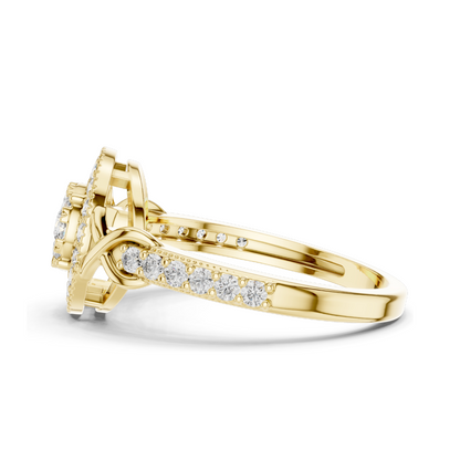 0.514 CT Lab-Grown Diamond Halo Ring for Women | VVS-VS EF Clarity | 18KT, 14KT, 10KT Gold & 925 Silver | Rose, Yellow, White Gold & Moissanite Options