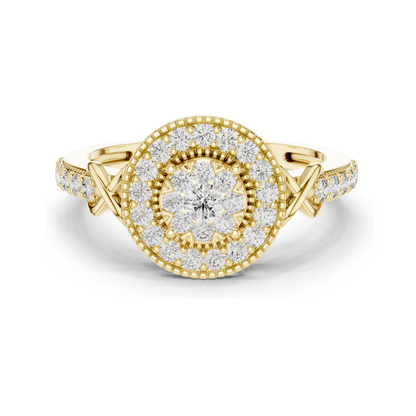 0.514 CT Lab-Grown Diamond Halo Ring for Women | VVS-VS EF Clarity | 18KT, 14KT, 10KT Gold & 925 Silver | Rose, Yellow, White Gold & Moissanite Options