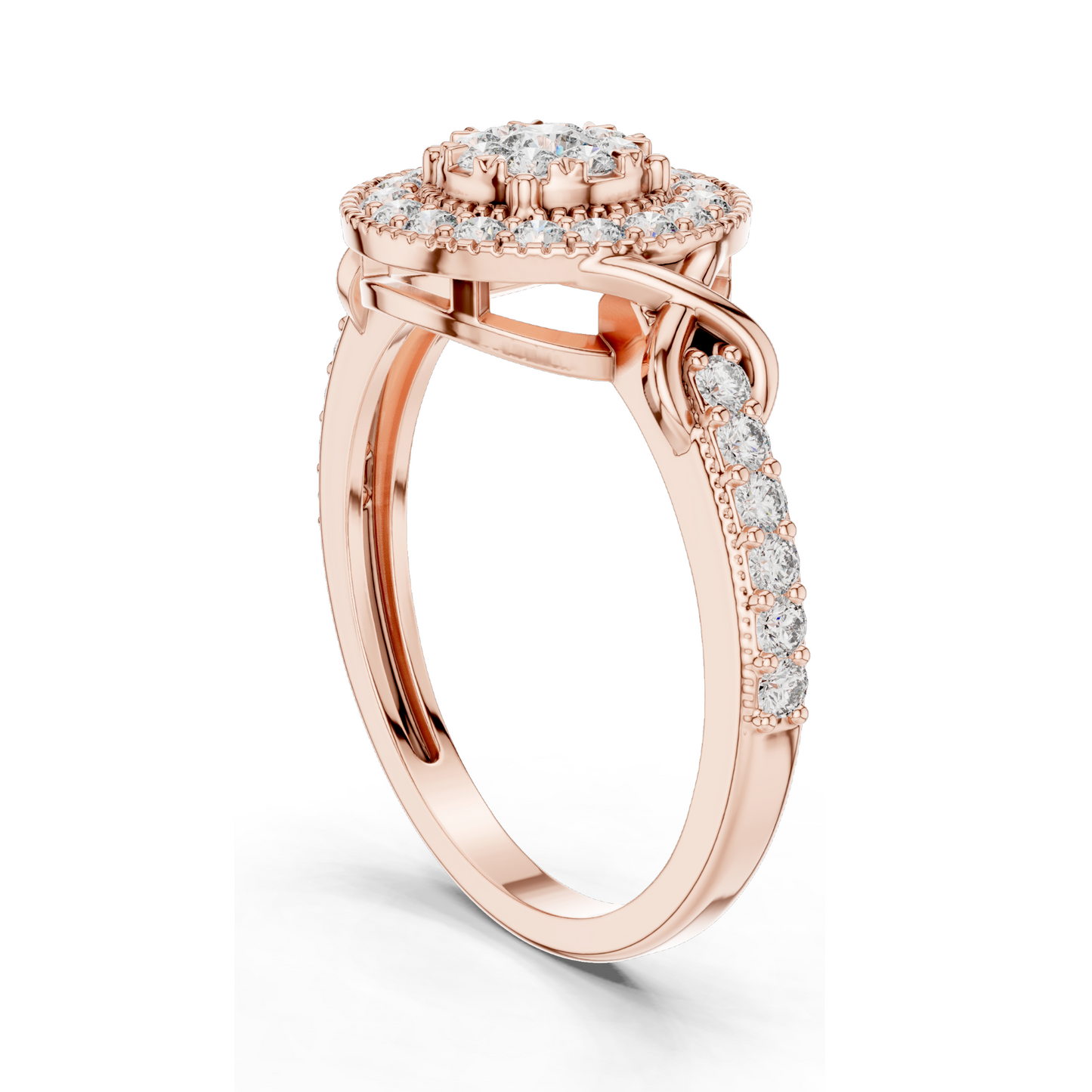 0.514 CT Lab-Grown Diamond Halo Ring for Women | VVS-VS EF Clarity | 18KT, 14KT, 10KT Gold & 925 Silver | Rose, Yellow, White Gold & Moissanite Options