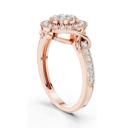 0.514 CT Lab-Grown Diamond Halo Ring for Women | VVS-VS EF Clarity | 18KT, 14KT, 10KT Gold & 925 Silver | Rose, Yellow, White Gold & Moissanite Options