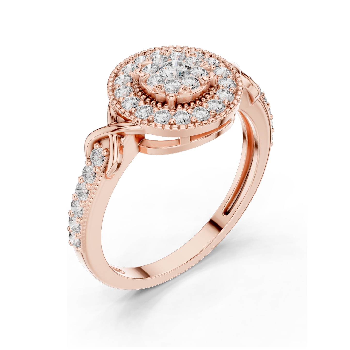 0.514 CT Lab-Grown Diamond Halo Ring for Women | VVS-VS EF Clarity | 18KT, 14KT, 10KT Gold & 925 Silver | Rose, Yellow, White Gold & Moissanite Options