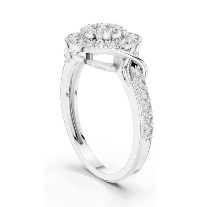 0.514 CT Lab-Grown Diamond Halo Ring for Women | VVS-VS EF Clarity | 18KT, 14KT, 10KT Gold & 925 Silver | Rose, Yellow, White Gold & Moissanite Options