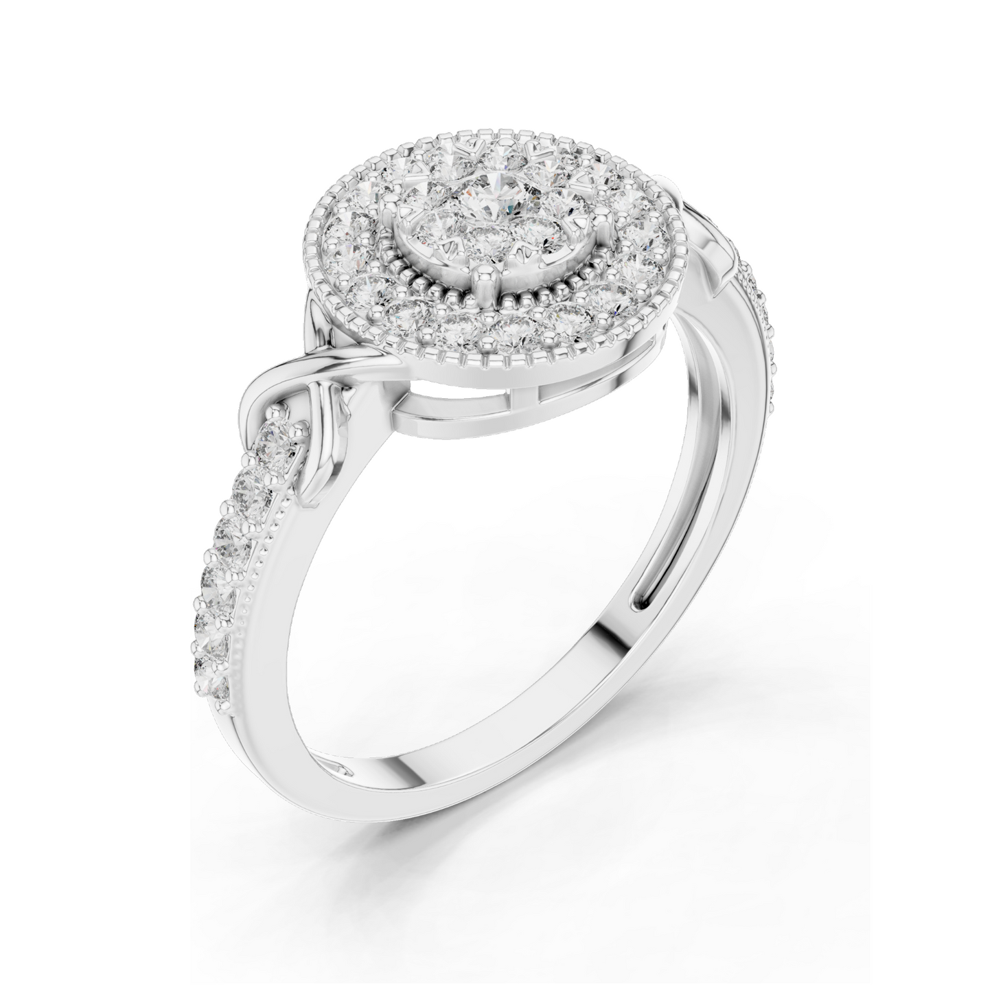 0.514 CT Lab-Grown Diamond Halo Ring for Women | VVS-VS EF Clarity | 18KT, 14KT, 10KT Gold & 925 Silver | Rose, Yellow, White Gold & Moissanite Options
