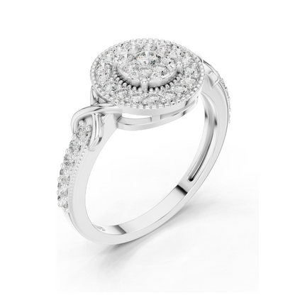 0.514 CT Lab-Grown Diamond Halo Ring for Women | VVS-VS EF Clarity | 18KT, 14KT, 10KT Gold & 925 Silver | Rose, Yellow, White Gold & Moissanite Options