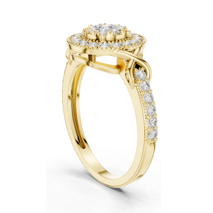 0.514 CT Lab-Grown Diamond Halo Ring for Women | VVS-VS EF Clarity | 18KT, 14KT, 10KT Gold & 925 Silver | Rose, Yellow, White Gold & Moissanite Options