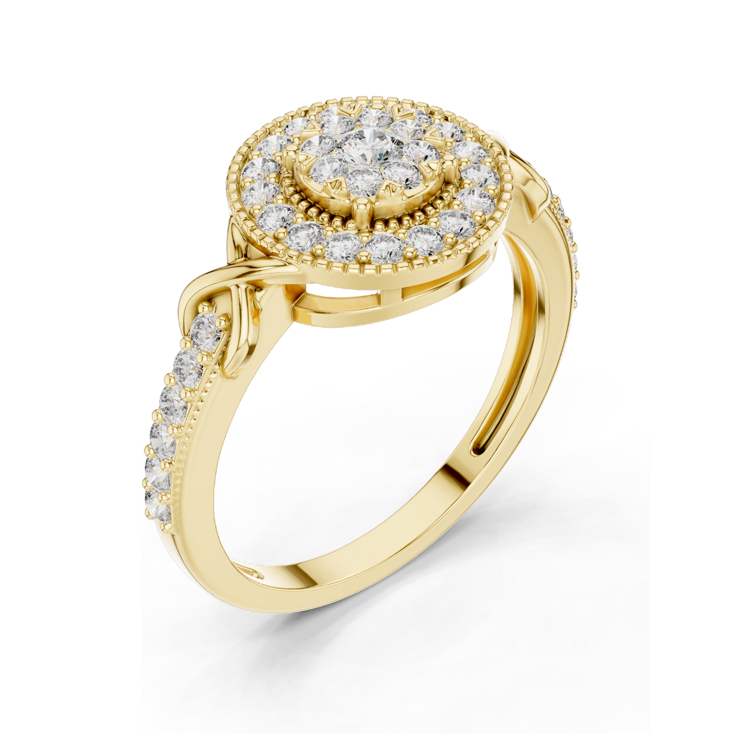 0.514 CT Lab-Grown Diamond Halo Ring for Women | VVS-VS EF Clarity | 18KT, 14KT, 10KT Gold & 925 Silver | Rose, Yellow, White Gold & Moissanite Options