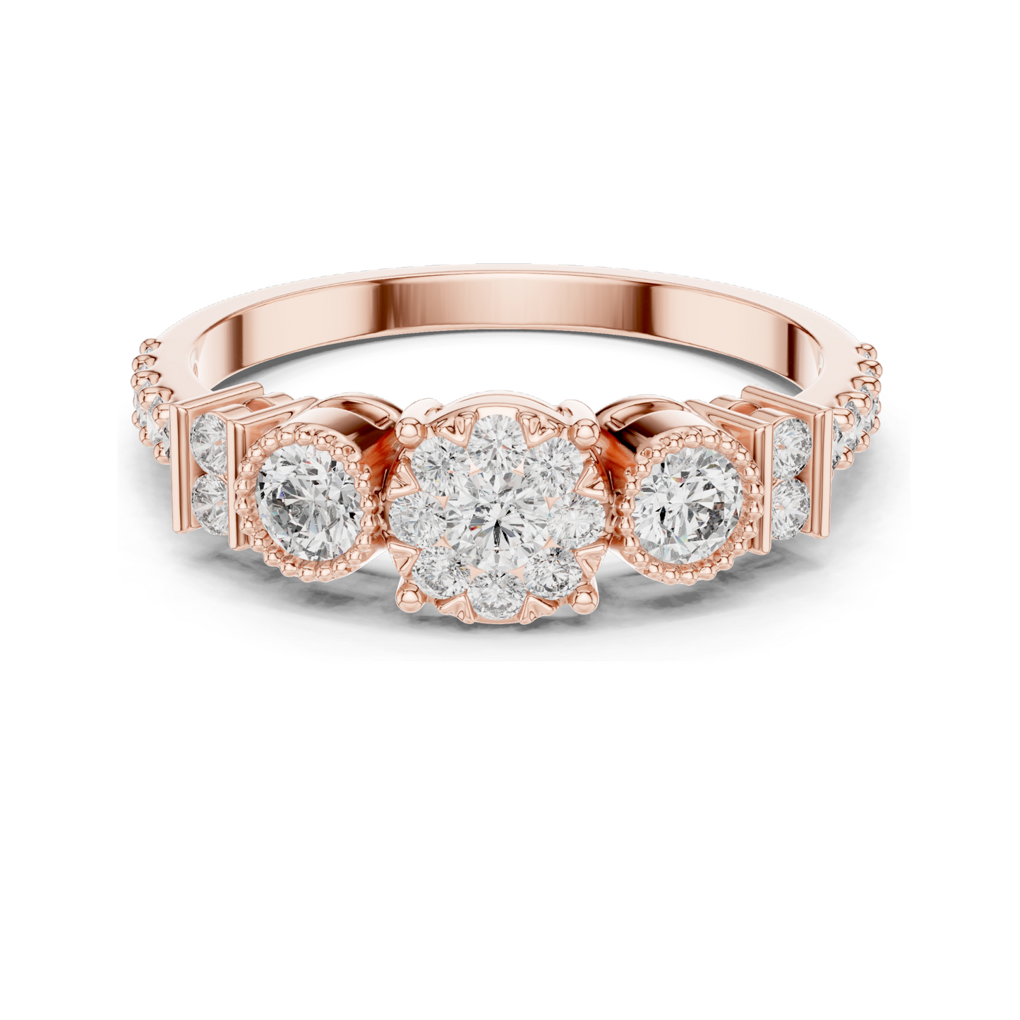 0.586 CT Lab Diamond Multi-Stone Ring for Women | VVS-VS EF Clarity | 18KT, 14KT, 10KT Gold & 925 Silver | Rose, Yellow, White Gold & Moissanite Options
