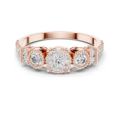 0.586 CT Lab Diamond Multi-Stone Ring for Women | VVS-VS EF Clarity | 18KT, 14KT, 10KT Gold & 925 Silver | Rose, Yellow, White Gold & Moissanite Options