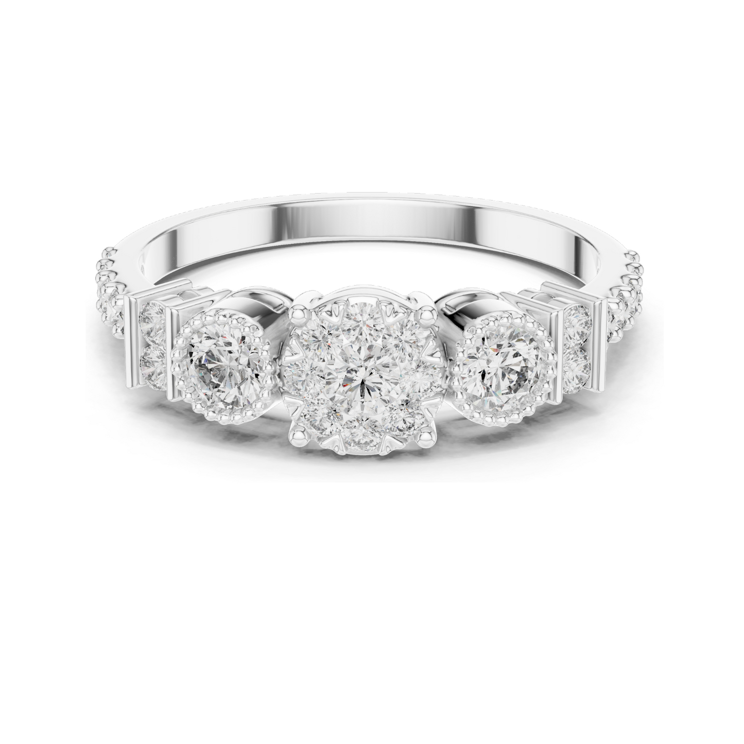 0.586 CT Lab Diamond Multi-Stone Ring for Women | VVS-VS EF Clarity | 18KT, 14KT, 10KT Gold & 925 Silver | Rose, Yellow, White Gold & Moissanite Options