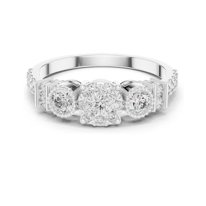 0.586 CT Lab Diamond Multi-Stone Ring for Women | VVS-VS EF Clarity | 18KT, 14KT, 10KT Gold & 925 Silver | Rose, Yellow, White Gold & Moissanite Options