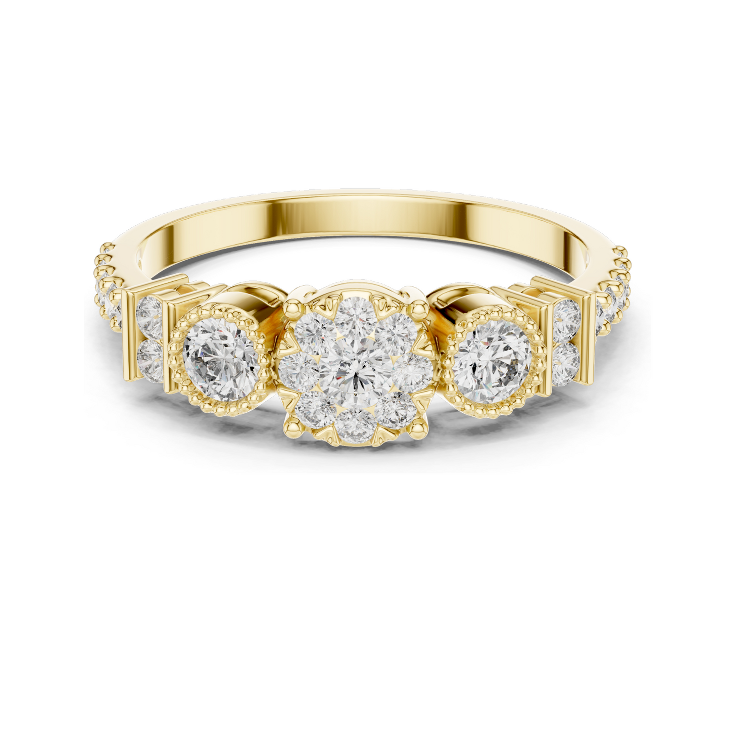 0.586 CT Lab Diamond Multi-Stone Ring for Women | VVS-VS EF Clarity | 18KT, 14KT, 10KT Gold & 925 Silver | Rose, Yellow, White Gold & Moissanite Options
