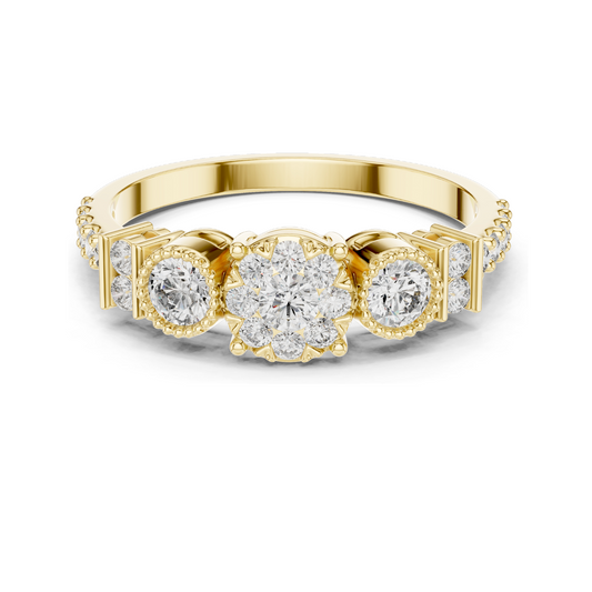 0.586 CT Lab Diamond Multi-Stone Ring for Women | VVS-VS EF Clarity | 18KT, 14KT, 10KT Gold & 925 Silver | Rose, Yellow, White Gold & Moissanite Options