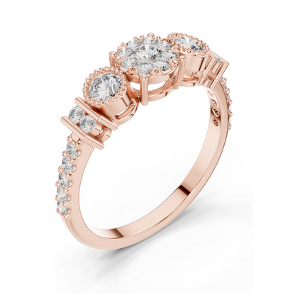 0.586 CT Lab Diamond Multi-Stone Ring for Women | VVS-VS EF Clarity | 18KT, 14KT, 10KT Gold & 925 Silver | Rose, Yellow, White Gold & Moissanite Options