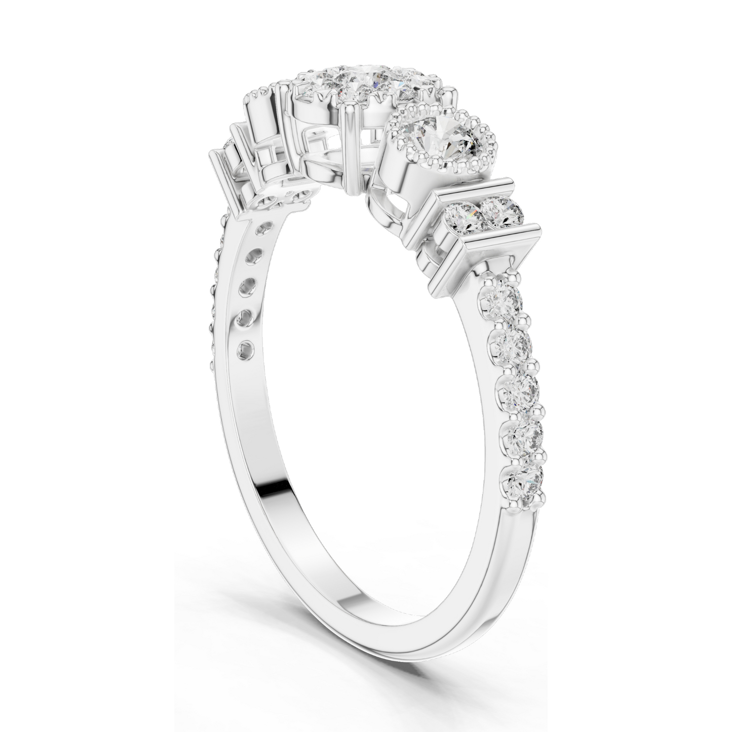 0.586 CT Lab Diamond Multi-Stone Ring for Women | VVS-VS EF Clarity | 18KT, 14KT, 10KT Gold & 925 Silver | Rose, Yellow, White Gold & Moissanite Options