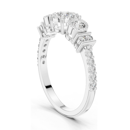 0.586 CT Lab Diamond Multi-Stone Ring for Women | VVS-VS EF Clarity | 18KT, 14KT, 10KT Gold & 925 Silver | Rose, Yellow, White Gold & Moissanite Options
