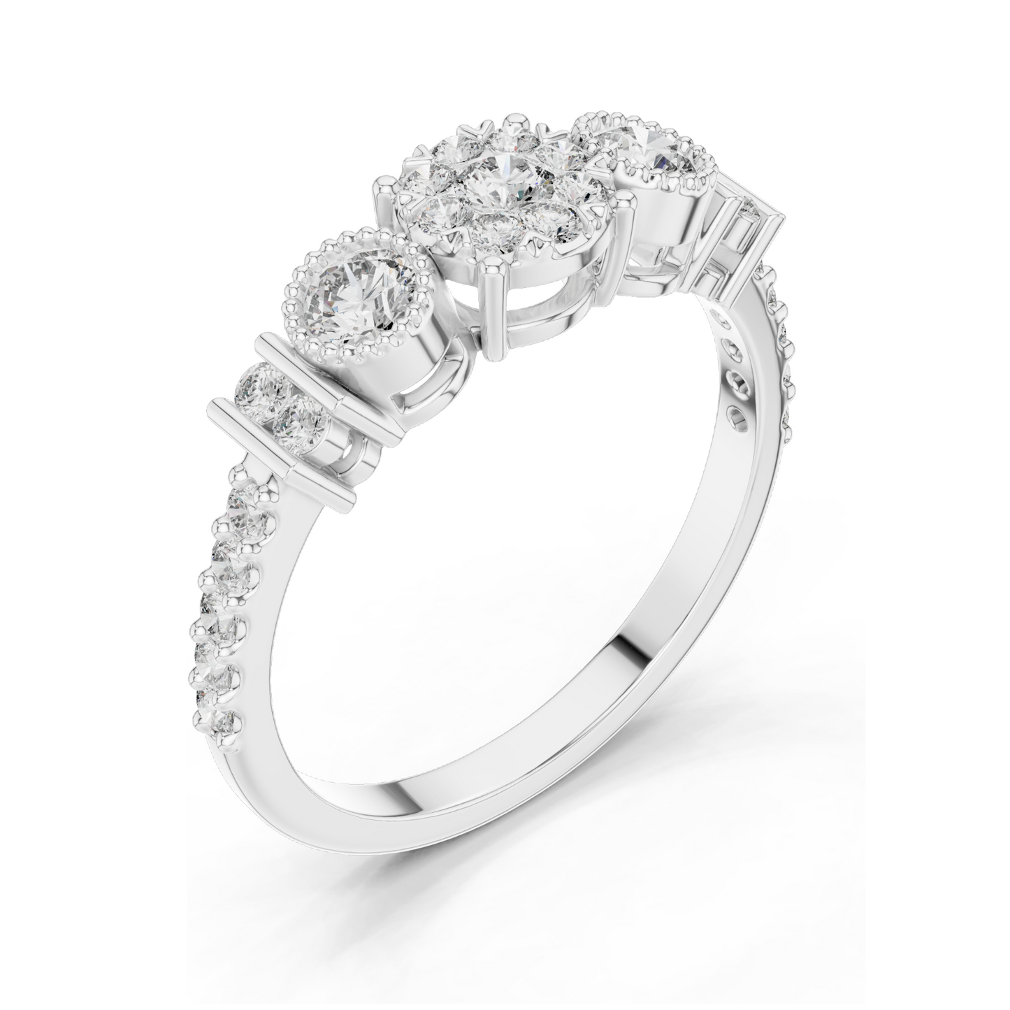 0.586 CT Lab Diamond Multi-Stone Ring for Women | VVS-VS EF Clarity | 18KT, 14KT, 10KT Gold & 925 Silver | Rose, Yellow, White Gold & Moissanite Options
