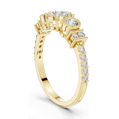 0.586 CT Lab Diamond Multi-Stone Ring for Women | VVS-VS EF Clarity | 18KT, 14KT, 10KT Gold & 925 Silver | Rose, Yellow, White Gold & Moissanite Options