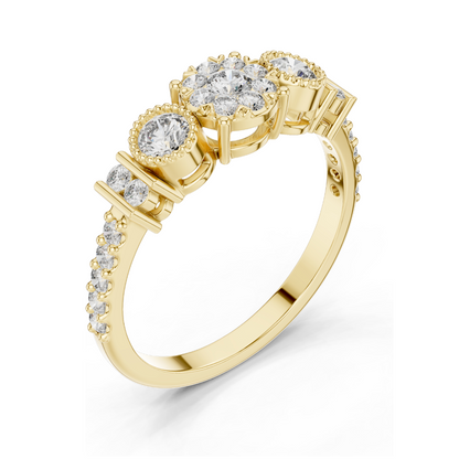 0.586 CT Lab Diamond Multi-Stone Ring for Women | VVS-VS EF Clarity | 18KT, 14KT, 10KT Gold & 925 Silver | Rose, Yellow, White Gold & Moissanite Options