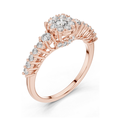 0.608 CT Lab Diamond Ring for Women | VVS-VS EF Clarity | Available in 18KT, 14KT, 10KT Gold & 925 Silver | Rose, Yellow, White Gold & Moissanite Options