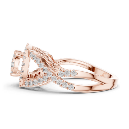 0.864 CT Lab Diamond Halo Ring for Women | VVS-VS EF Clarity | 18KT, 14KT, 10KT Gold & 925 Silver | Rose, Yellow, White Gold & Moissanite Options