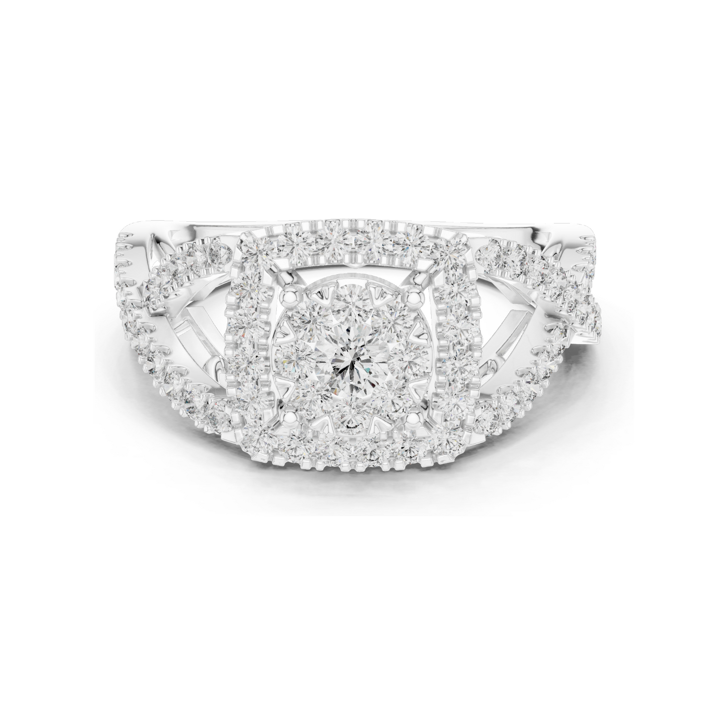 0.864 CT Lab Diamond Halo Ring for Women | VVS-VS EF Clarity | 18KT, 14KT, 10KT Gold & 925 Silver | Rose, Yellow, White Gold & Moissanite Options