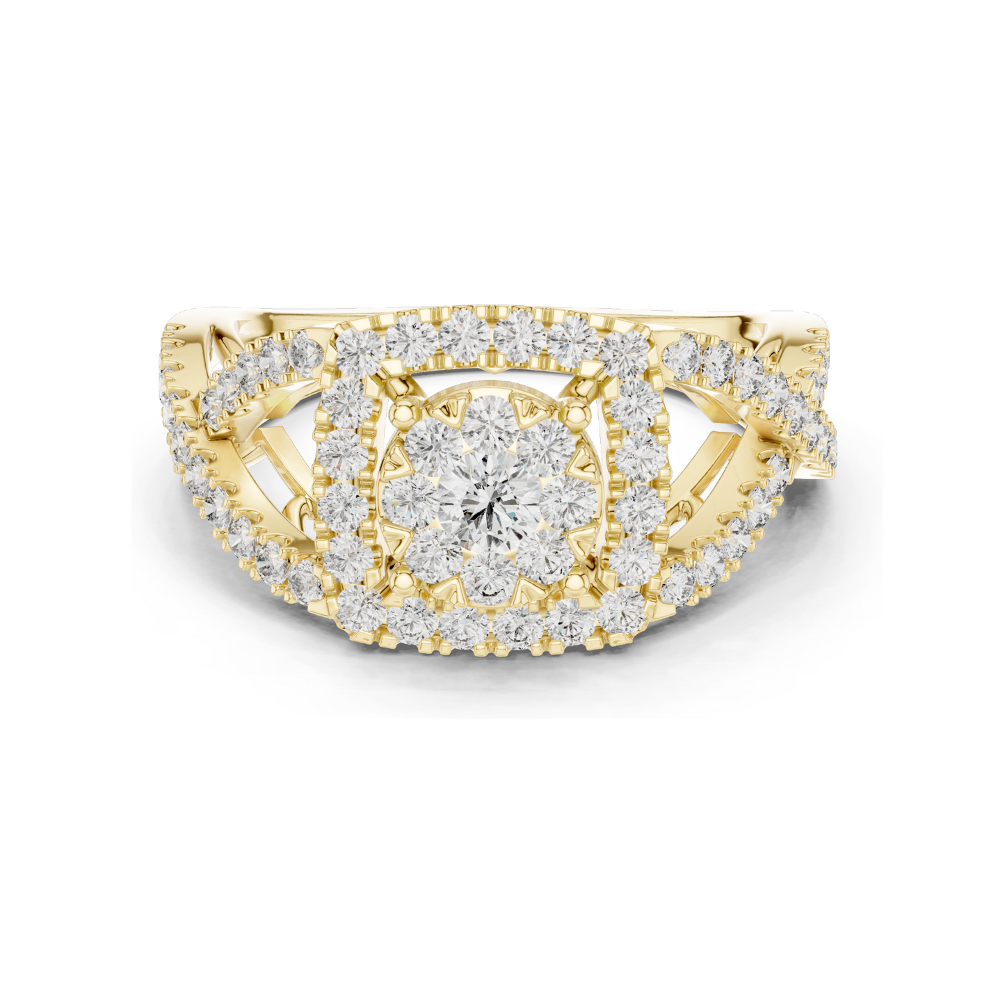 0.864 CT Lab Diamond Halo Ring for Women | VVS-VS EF Clarity | 18KT, 14KT, 10KT Gold & 925 Silver | Rose, Yellow, White Gold & Moissanite Options