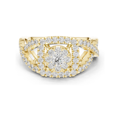0.864 CT Lab Diamond Halo Ring for Women | VVS-VS EF Clarity | 18KT, 14KT, 10KT Gold & 925 Silver | Rose, Yellow, White Gold & Moissanite Options