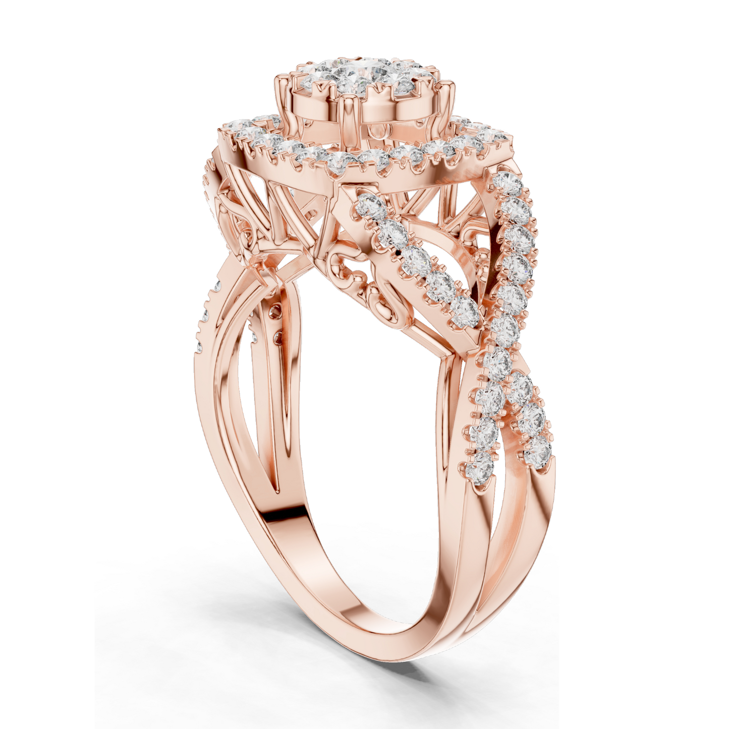 0.864 CT Lab Diamond Halo Ring for Women | VVS-VS EF Clarity | 18KT, 14KT, 10KT Gold & 925 Silver | Rose, Yellow, White Gold & Moissanite Options
