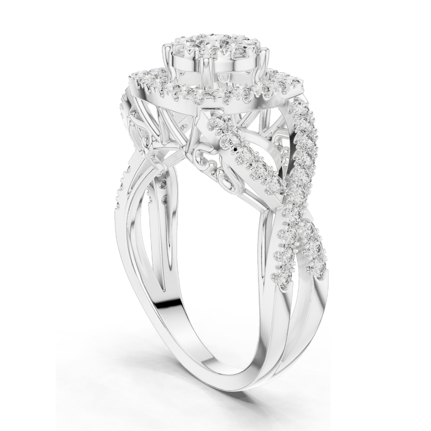 0.864 CT Lab Diamond Halo Ring for Women | VVS-VS EF Clarity | 18KT, 14KT, 10KT Gold & 925 Silver | Rose, Yellow, White Gold & Moissanite Options
