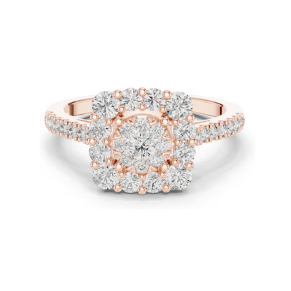 0.874 CT Lab Diamond Cluster Ring for Women | VVS-VS EF Clarity | 18KT, 14KT, 10KT Gold & 925 Silver | Rose, Yellow, White Gold & Moissanite Options